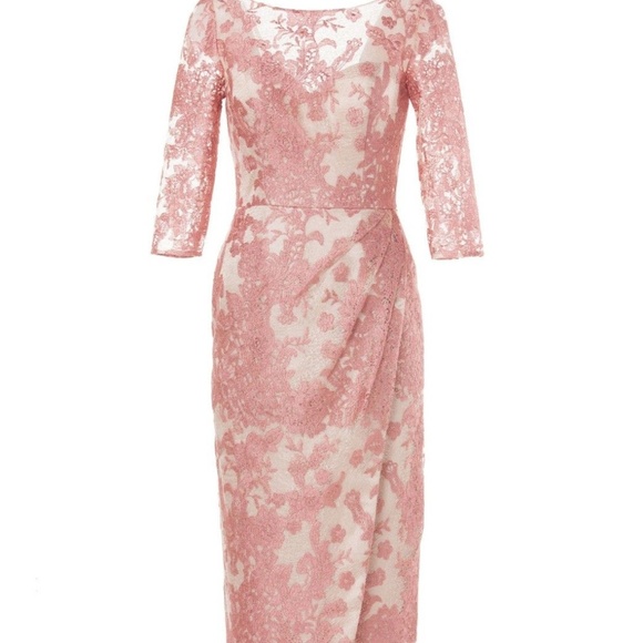 JS Collections Embroidered Lace Bateau Neck Sheath - Picture 6 of 6